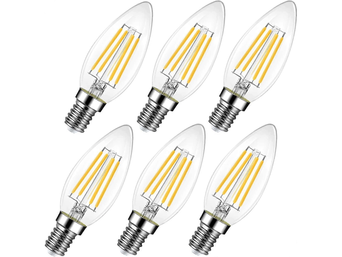 Pacote Com 6 Lâmpadas Led E14 Reguláveis, 600lm, 6w, Branco Quente, Substituem Lâmpadas Led 60w, 2700k, Economizando Energia Brilvibera