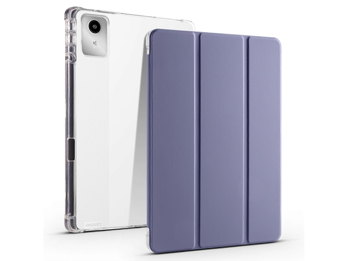 Capa de couro com suporte triplo e função de despertar/repouso automático para Lenovo Tab M11 Xiaoxin Pad 11 2024 Roxo Hengrongshen