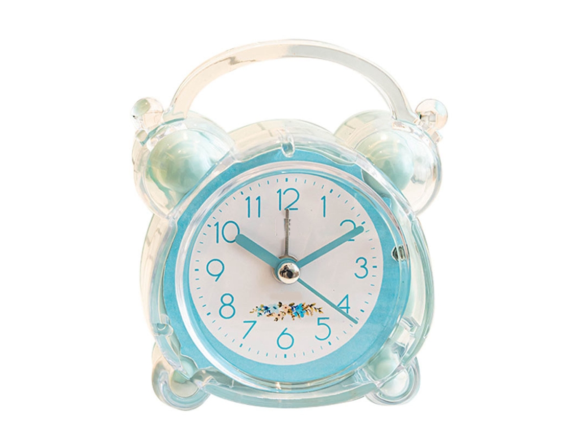 Reloj Alarma Niños Diseño Cartoon Doble Campana Abs Silencioso Para Dormitorio Azul