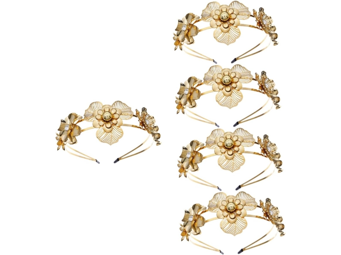 Conjunto De Coroa Dourada De 5 Peças, Acessório Duplo E Elegante Para Fotos E Eventos Especiais, Metálico
