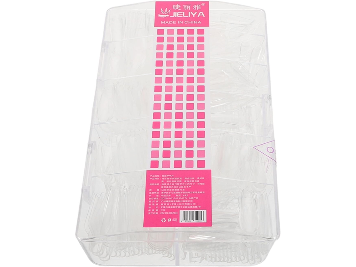 Unhas Postiças Transparentes Com Pontas Trapezoidais E De Plástico.