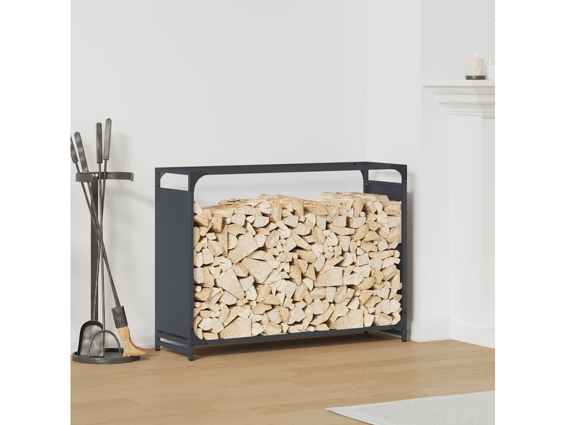 Vidaxl Suporte Para Lenha 90x28x65 Cm Aço Laminado A Frio Antracite
