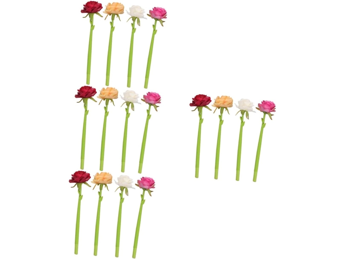 Conjunto De 16 Canetas Gel Em Formato Rosa Com Flores Decorativas,
