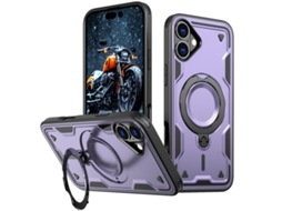 Capa Armor Híbrida Pc Tpu Para Iphone 16 Plus - Suporte De Anel Magsafe