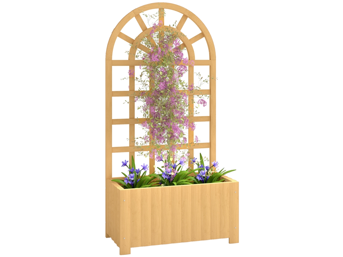 FLOREIRA COM TRELIÇA DE MADEIRA, ORIFÍCIOS DE DRENAGEM, 60x30x120cm, MADEIRA BTFORUS