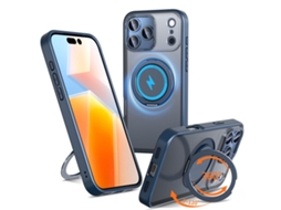 Capa Para Iphone 17 Pro Max Com Magsafe, Tpu E Pc Com Suporte Integrado - Azul