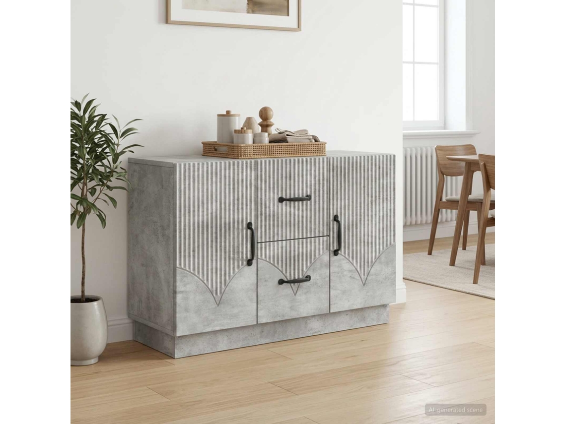 Vidaxl Buffet Cinzento Cimento 89 X 34,5 X 57 Cm Derivados De Madeira