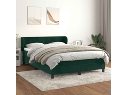 Vidaxl Cama Com Molas/colchão 140x190 Cm Veludo Verde-escuro