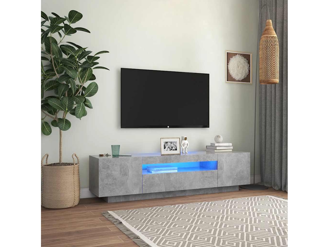 Vidaxl Móvel De Tv Com Luzes Led 160x35x40 Cm Cinzento Cimento