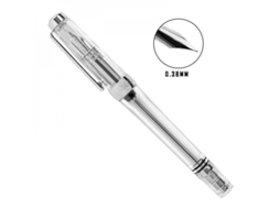 2026 pluma Fountain Transparente Piston Carga Grande Punto Fino 0.38/0.5mm Plástico Regalo Plata Tamaño 0.5mm