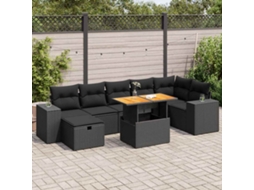 Vidaxl 5 Pcs Conjunto Sofás De Jardim Com Almofadões Acácia E Vime Pe