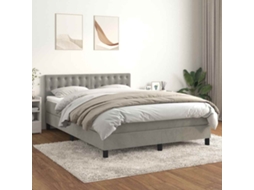 Cama Com Molas/colchão 140x200 Cm Veludo Cinzento-claro