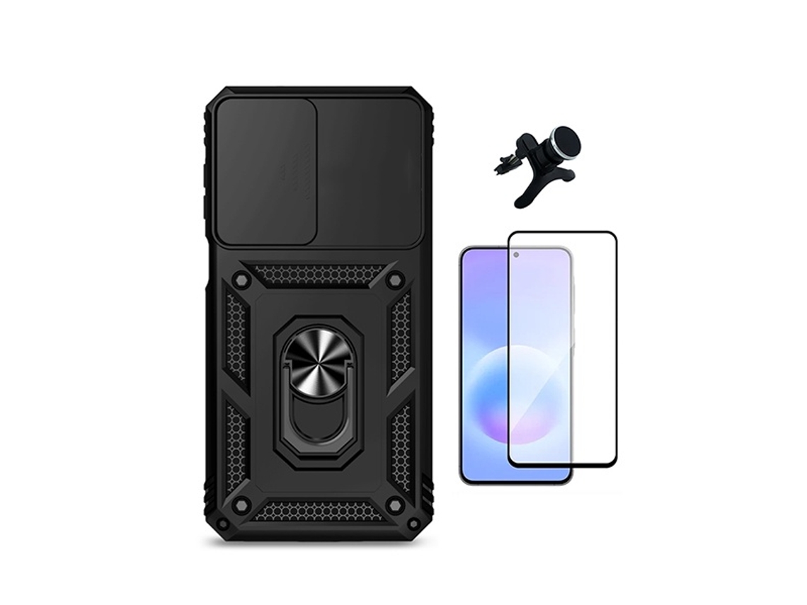 Kit Vidro Capa Magnetic Slide Window Suporte Reforçado Phonecare Para Samsung Galaxy A27 5g - Preto