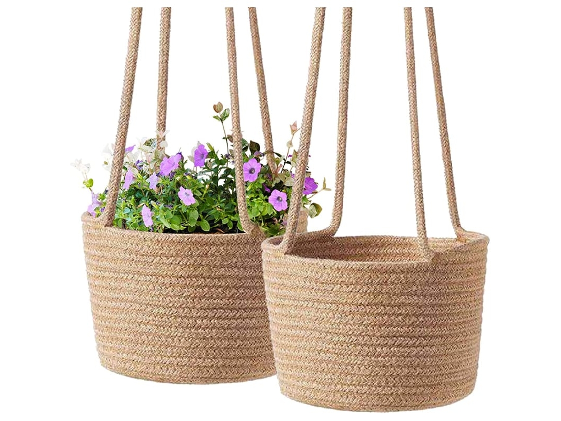 2pcs Cesto De Macramê Para Plantas, Cesto De Suspensão Em Corda De Algodão Para Vasos De Flores Decoração Artesanal