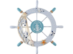 Volante De Barco De Madera, 28 Cm Decoración Náutica De Timón Para Pared