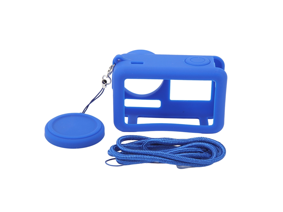 Funda De Silicona Para Cámara De Acción Dji Osmo Action 4 3 Con Correa De Cuello Azul Protectora Suave