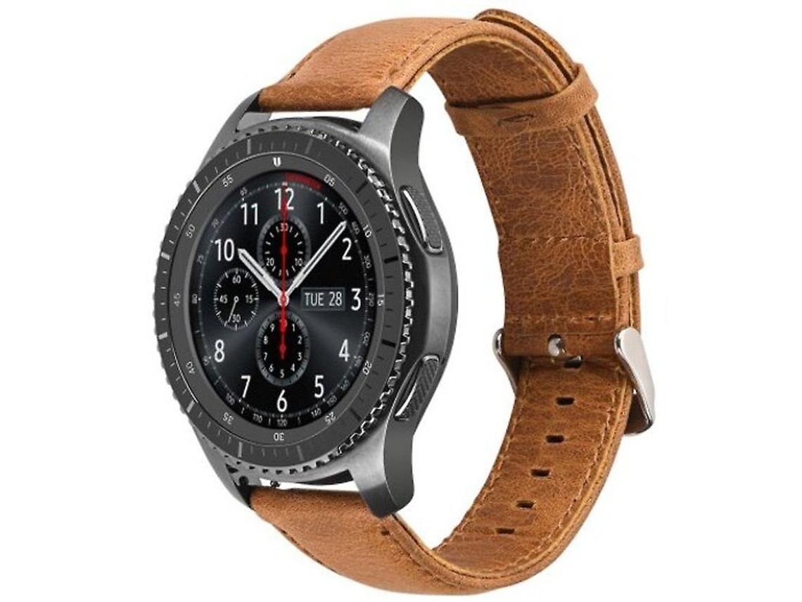 Pulseira De Couro Genuíno De 22 Mm Para Samsung Galaxy 46 Mm, Marrom Claro. Loja Olysi