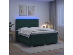 Vidaxl Cama Box Spring Com Colchão Verde-escuro 140 X 190 Cm Veludo