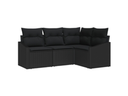 Conjunto 4 Sofá Exterior Vidaxl Preto Vime Pe (178,5 X 123,5 X 85 Cm)