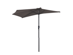 Guarda-sol De Jardim 269x138x236 Cm Com Manivela E Formato Semicircular, Tecido De Poliéster 180 G/m² Para Terraço, Pátio E Piscina, Cinza.