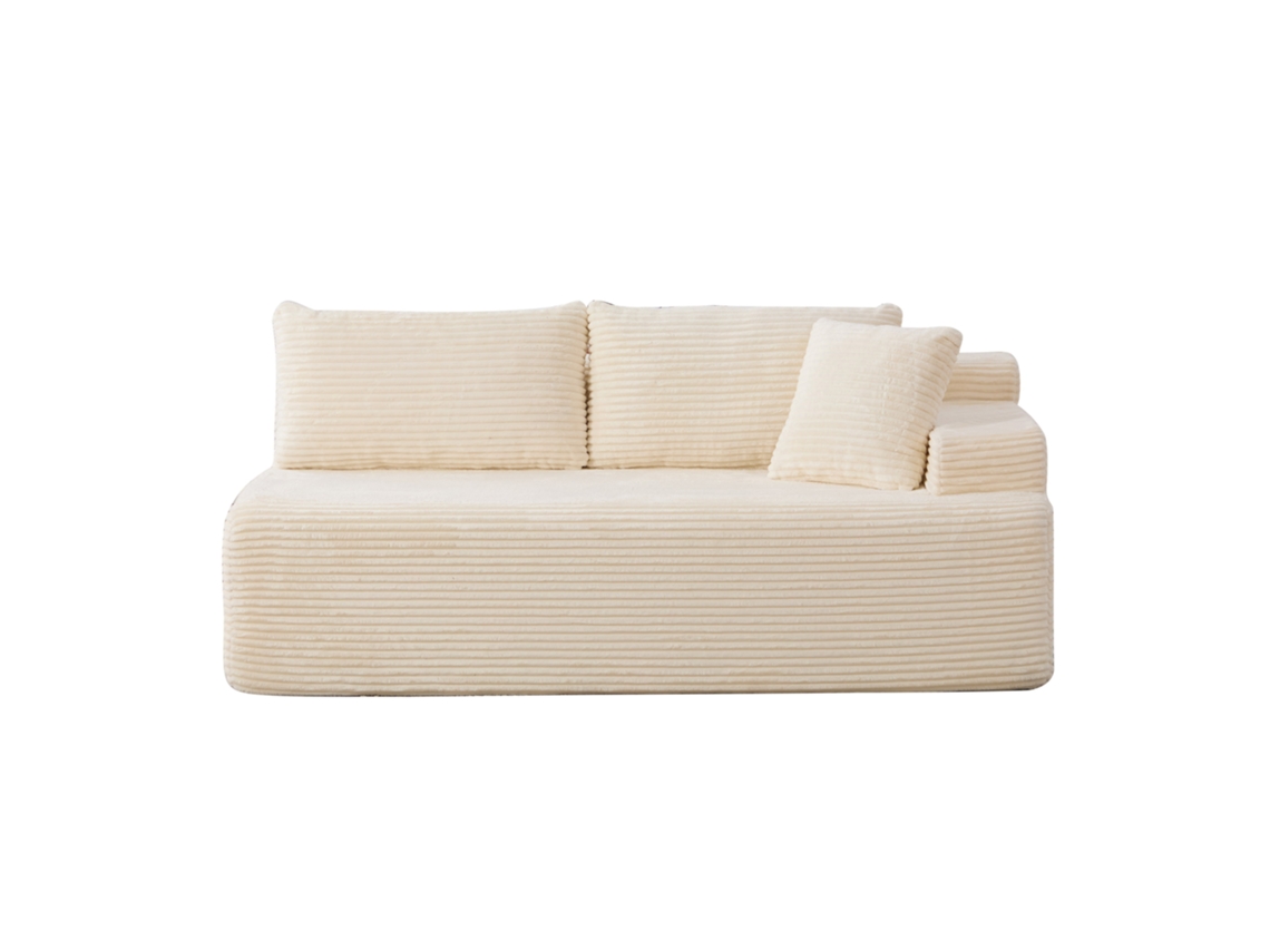 Sofá modular de compressão em chenille com espuma 30D, antiderrapante e leve, ideal para sala de estar e outros ambientes - Bege
