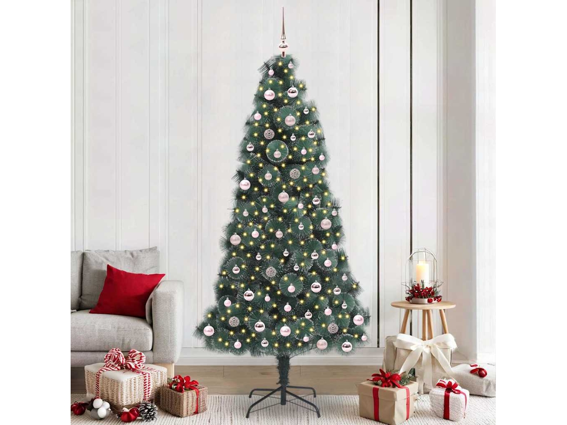 Vidaxl Árvore De Natal Artificial Pré-iluminada Com Conjunto De Bolas