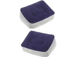Almofada Inflável Apoio Pernas Duas Peças Cinza Azul Viagem Ergonômica Pvc Pés