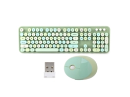 Conjunto Teclado e Mouse Sem Fio 2.4ghz 104 Teclas Ergonomico Retro para Escritório S/MARCA
