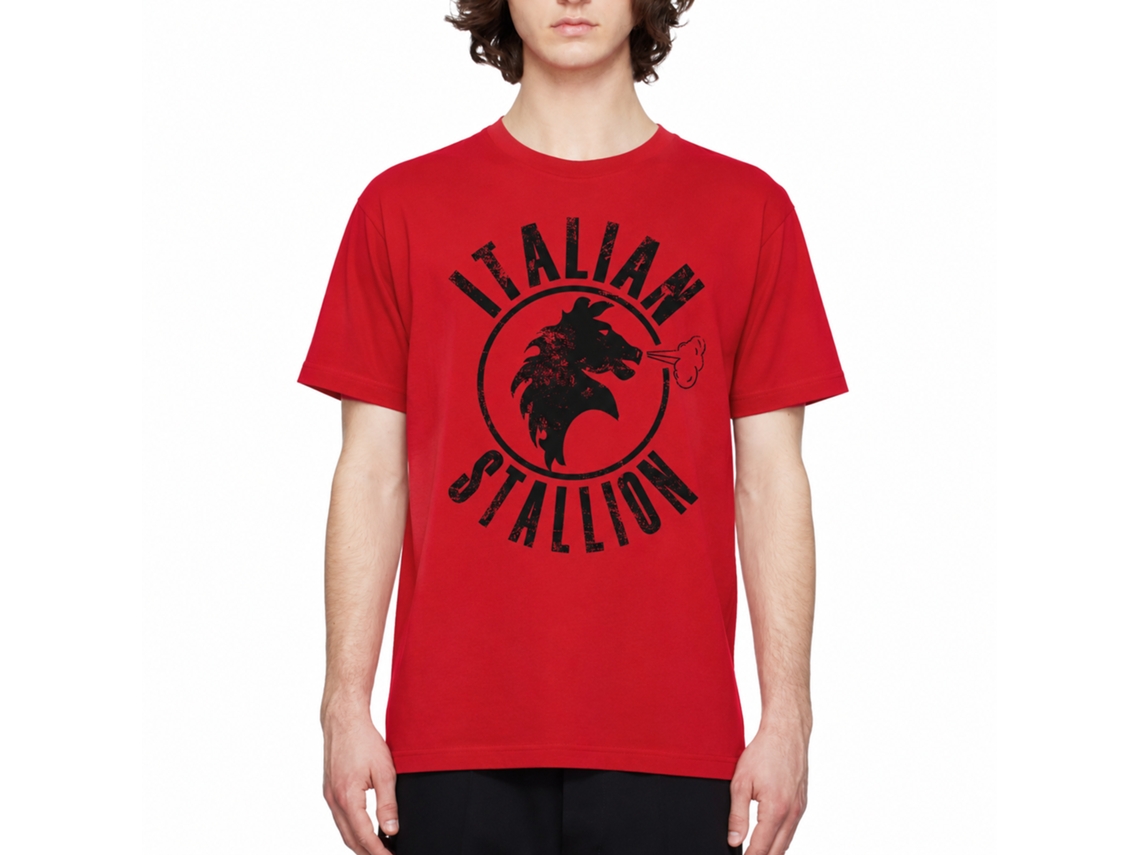 Rockinstone Rocky Movie Red Stallion Solid Red Adult T-shirt Size:xxxl