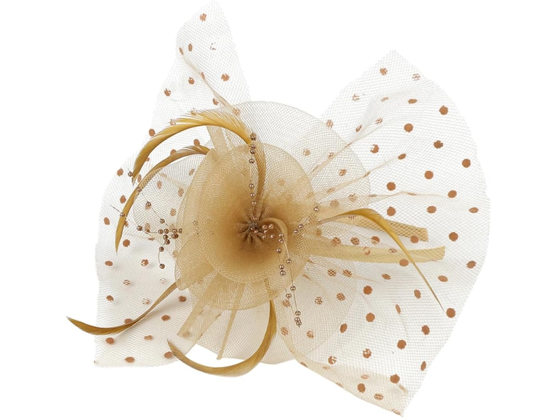 Tiara Vintage De Renda E Tule Dourado Com Flores, Elegante Chapéu De Noite.