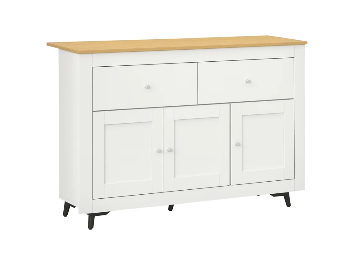 Armário buffet em madeira BTFORUS com 2 gavetas e 2 portas, 117x35x80cm, branco e madeira