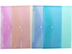 Pasta Transparente A4 Em Polipropileno, Capacidade 100 Folhas, Pacote Com 20 Unidades, Com Fecho De Pressão, Fácil