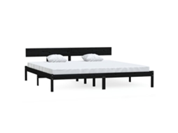 Estrutura de Cama Super King em Pinho Maciço Preto MAISON EXCLUSIVE (180x200 cm)