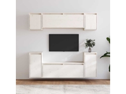 Vidaxl Móveis de Tv 6 Pcs Madeira de Pinho Maciça Branco