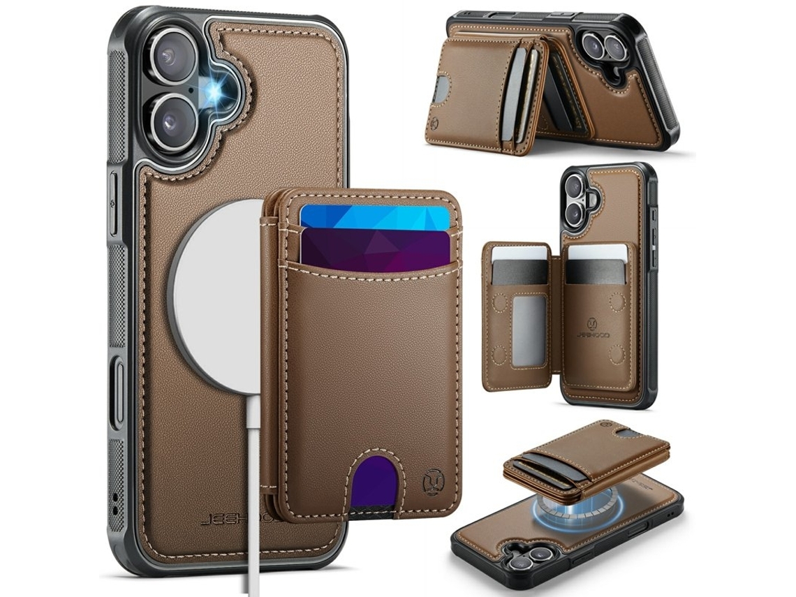 Capa Jeehood Para Iphone 17 Em Couro Sintético - Marrom