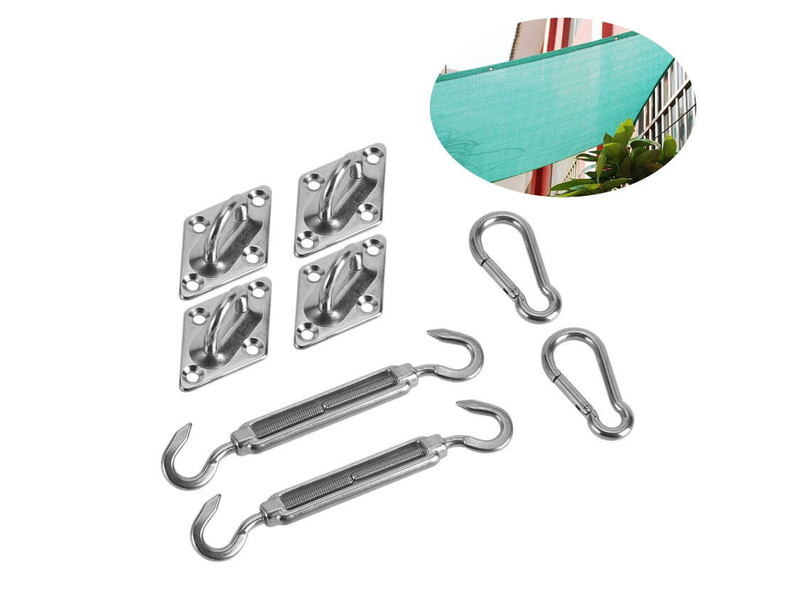 Kit de Instalação de Vela de Sombra 8 Peças Aço Inoxidável Prata Acessórios para Instalação Conjunto de 1 Conjunto S/MARCA