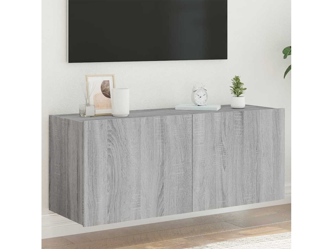 Vidaxl Móvel de Parede P/ Tv C/ Luzes Led 100x35x41 Cm Cinzento Sonoma