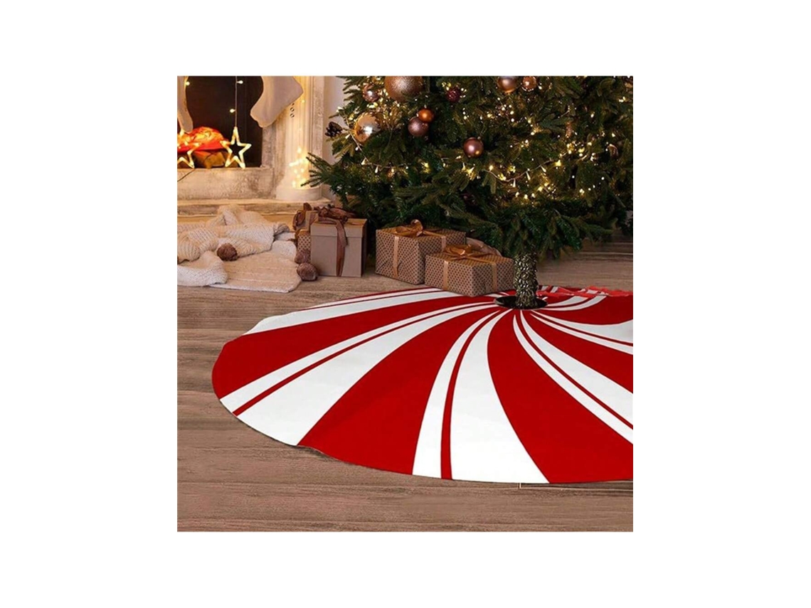 Saia De Árvore De Natal Super Macia Com Padrão De Espiral Vermelha Igvtrade (120120cm)