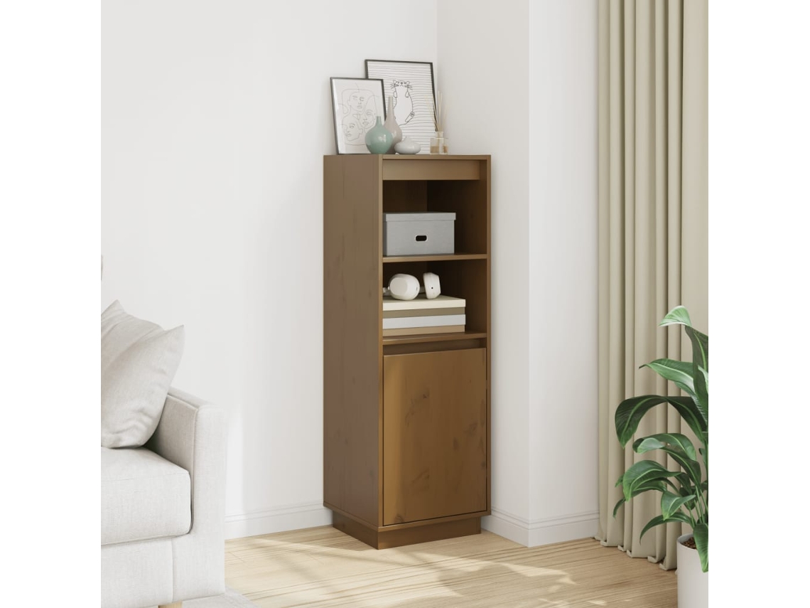 Vidaxl Aparador Alto 37x34x110 Cm Pinho Maciço Castanho Mel