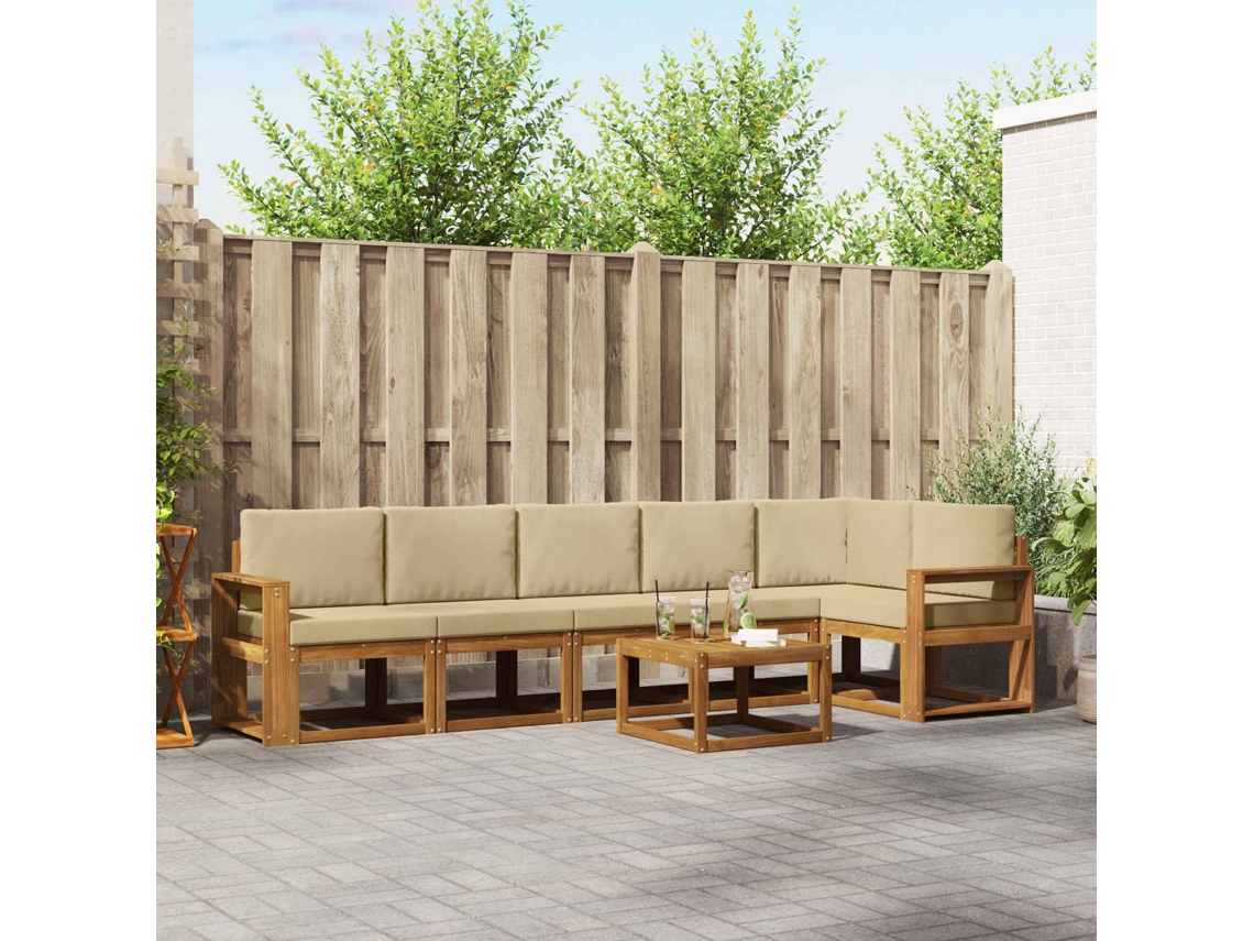 Vidaxl Conjunto De Sofás Para Exterior 7 Unid. Natural E Bege