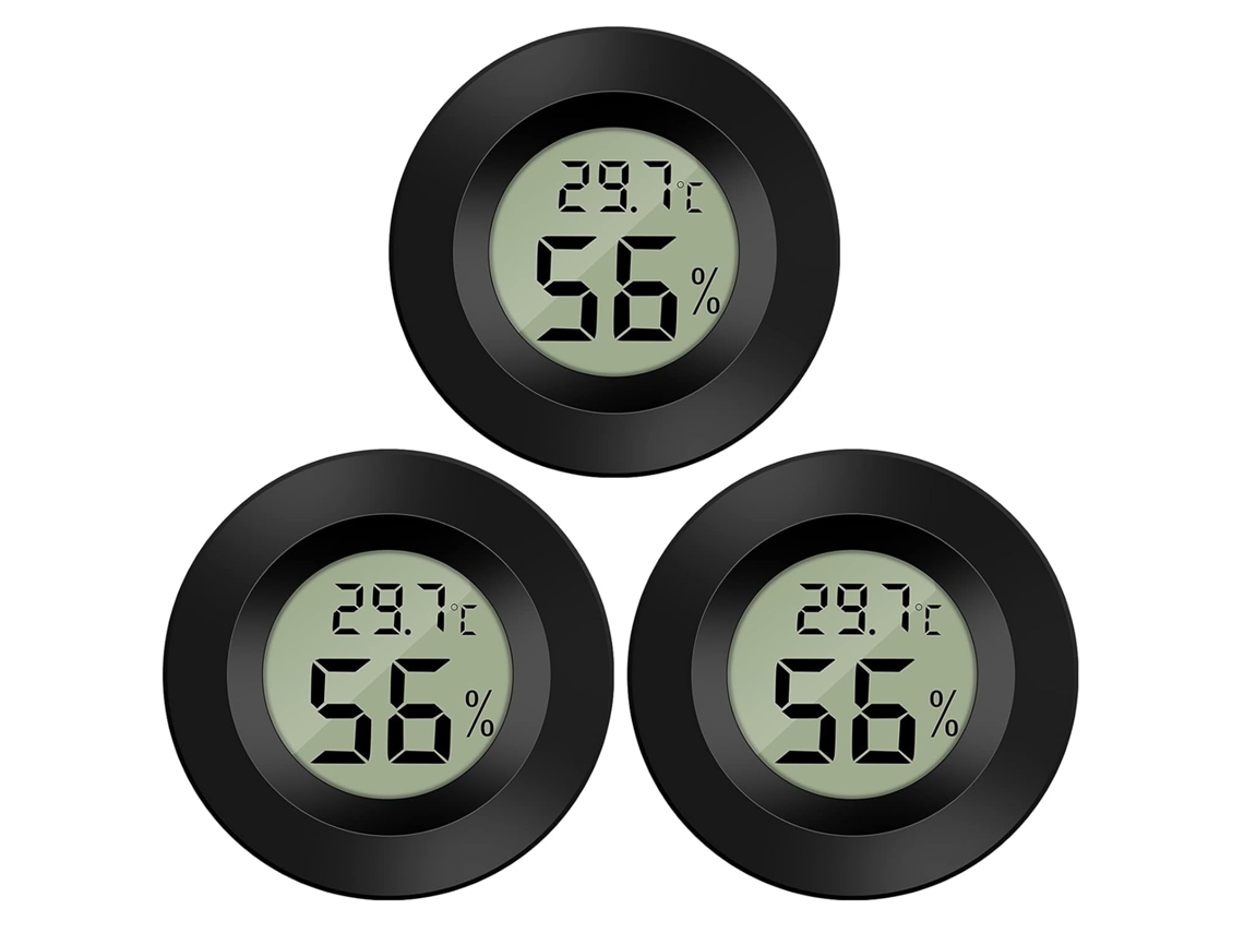 Conjunto De 3 Higrômetros E Termômetros Com Visor.-aquaforge