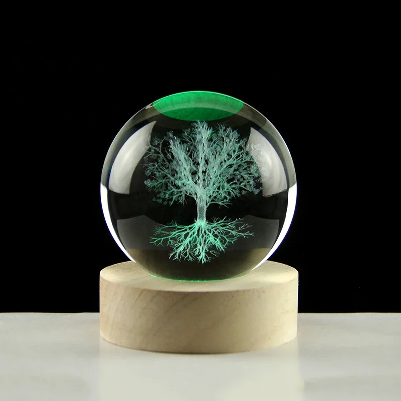 Bola de Cristal Árvore da Vida, Modelo 3d Gravado a Laser, Bola de Vidro MDUG (estilo 4,6 Cm)