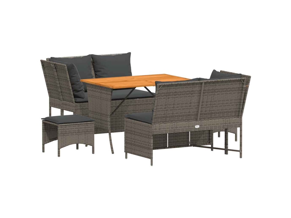 Conjunto de 5 Sofás de Jardim com Almofadões Vime Pe Cinzento MAISON EXCLUSIVE (5 pcs)
