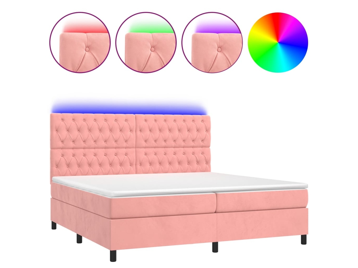 Box Spring Bed, Box Spring Beds Vidaxl Cor-de-rosa Veludo (200 X 200 Cm)