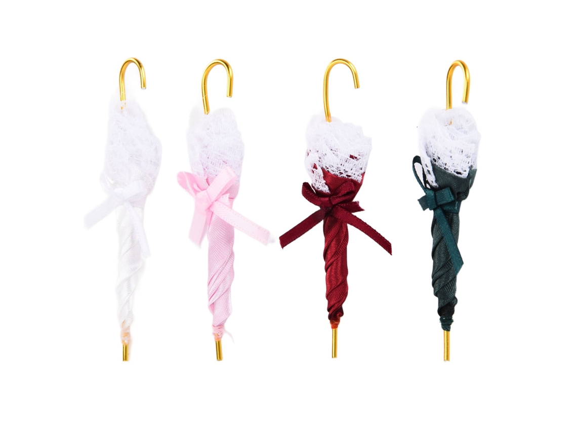 Primerox guarda chuva Miniatura para Casa de Bonecas Acessório Decorativo Fashion 1:12 Rosa Branco Verde Vermelho Marrom