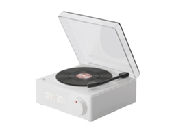 Toca Discos Bluetooth Alto Falante 3 Modos Hifi Som Estéreo Portátil Sem Fio Toca Discos Alto Falante Despertador Para Quarto Branco