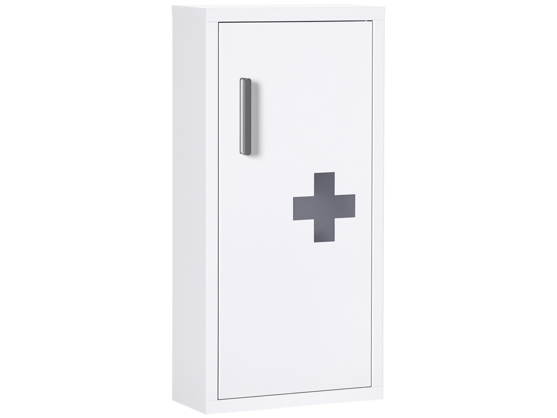 Armário de Remédios de Parede com 2 Prateleiras e Porta Magnética, Branco (30x12x60 cm)