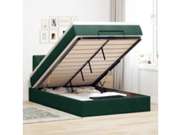 Vidaxl Estrutura De Cama Otomana Com Colchão Verde Escuro Veludo