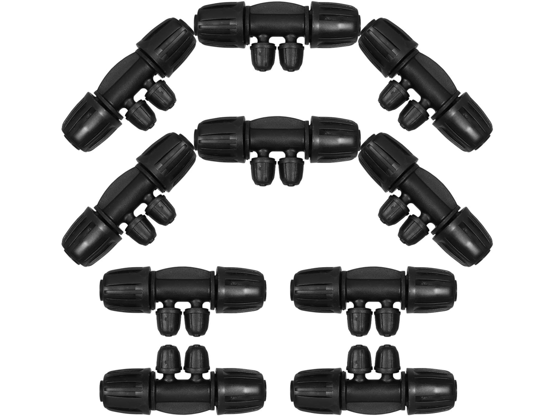 Kit Com 10 Conectores De Irrigação Por Gotejamento Espigão Pp 4 Vias