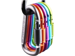 6 Pack Carabiner D-ring De Alumínio Com Trava Para Camping Viagem Pesca Mochilão